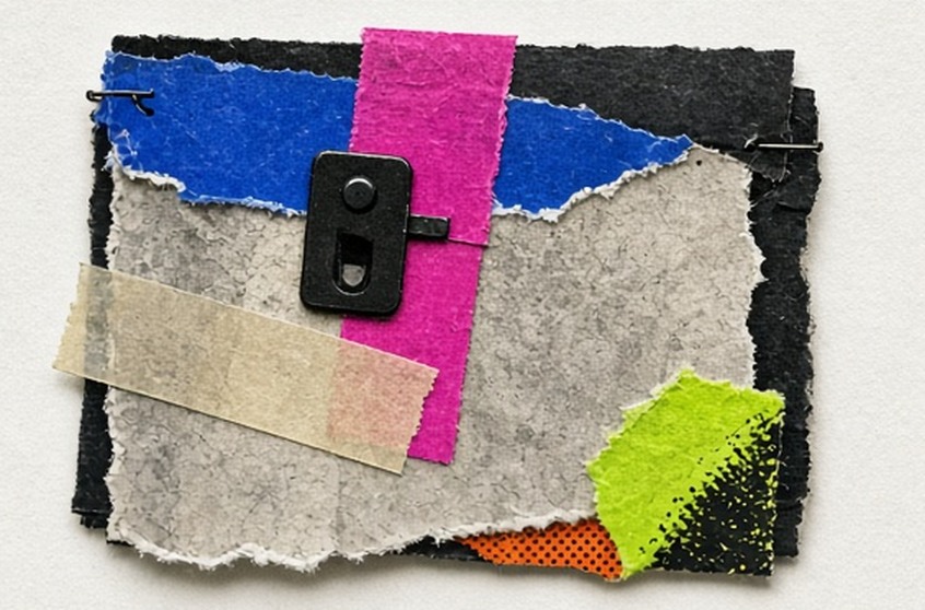 A layered latch and tape seal representing device security